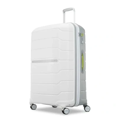 Abbildung von Samsonite Freeform Hardside erweiterbar mit Doppelspinnerrädern, Weiß/Grau, Checked Large 28 Inch, Doppeldrehrollen