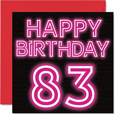 Abbildung von Lustige Geburtstagskarten zum 83. Geburtstag für Männer und Frau Neon Glow Happy Birthday Karte Papa Mama Großvater Opa Oma Onkel Tante, 145 mm x Grußkarten, Geburtstagskarte