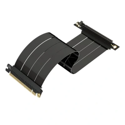 Abbildung von LINKUP AVA5 PCIe 5.0 Riser Kabel Zukunftssicher für Gen 5 GPU Vertikal Montage x16 128GB/s Geschwindigkeit 4.0 &amp; WRX80/WRX90E Kompatibel Rechter Winkel, Schwarz 30cm