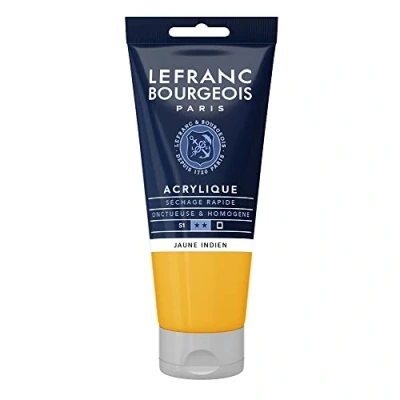 Abbildung von Lefranc Bourgeois 300373 Fine Acrylfarbe Indischgelb, 80ml Tube, cremige auf Wasserbasis, schnell trocknend, lichtecht, wasserfest