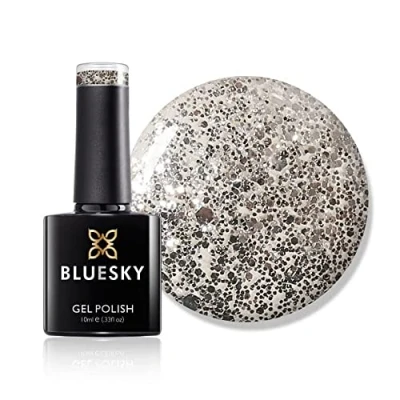 Abbildung von BLUESKY Gel Polish, Aurora, BSH014, 10ml, auflösbarer Nagellack, Silber, Glitzer, Schimmer (Aushärtung unter UV /LED Lampe erforderlich) er Pack(x)