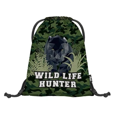 Abbildung von Baagl Turnbeutel für Junge, Wasserdichte Schuhbeutel Kinder, Schule und Kindergarten Sportbeutel, Sportrucksack, Gymsack (Panther)