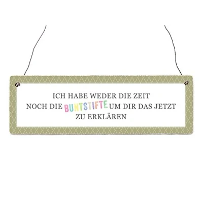 Abbildung von Interluxe Holzschild ICH Habe Weder DIE Zeit Buntstifte Lustig Spruch Türschild Mutter