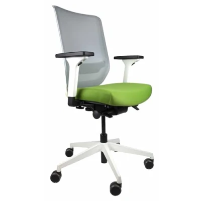 Abbildung von Trendoffice to sync pro, ergonomischer Bürostuhl, mit Armlehnen, modernes Design, Homeoffice, umweltzertifiziert, by Dauphin (Weiß/Grün, Netz Rückenlehne)