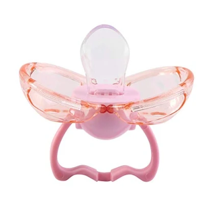 Abbildung von Schnuller für Babys Silikondaumen Neugeborene automatischer Verschluss mit (Rosa flacher Kopf)