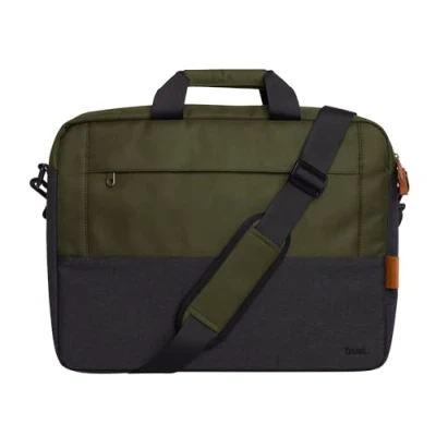 Abbildung von Trust Lisboa Laptoptasche 16 Zoll, Umhängetasche Herren Damen mit Trolley Gurt, Tasche aus Recycelten PET Flaschen, Arbeitstasche für Reisen Business MacBook Notebook HP Dell Asus Lenovo Grün