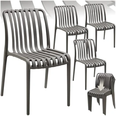 Abbildung von tectake® Gartenstühle stapelbar, Gartenmöbel Set, Balkon Möbel, Bistro Sessel, Outdoor Balkonmöbel, Terrassenmöbel anthrazit, 4er Set