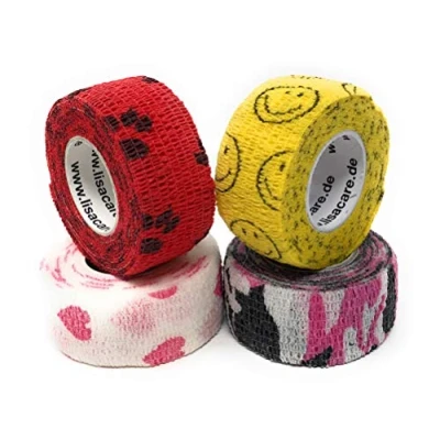Abbildung von LisaCare selbsthaftender Wundverband elastisches, wasserfestes, staub fett und schmutzabweisendes Pflaster bunt mit Motiven 4 Rollen á 2,5cm x 4,5m (2,5cm, Mädchen)