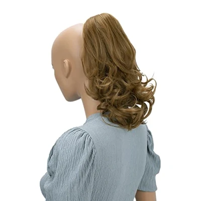 Abbildung von CAISHA 35cm Haarteil Helena Zopf Haarverlängerung mit Butterflyklammer Voluminös Gewellt Dunkelblond H137