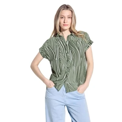 Abbildung von Cecil Gestreifte Hemdbluse, Damen, Größe: Large, Grün