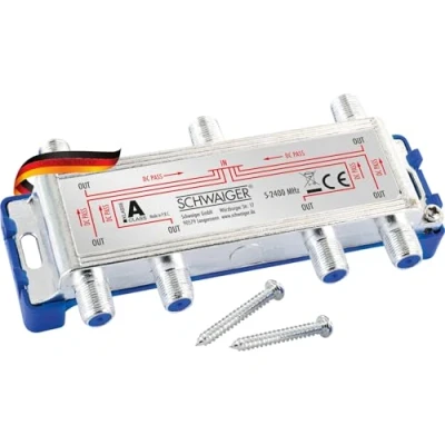 Abbildung von SCHWAIGER 9512 SAT Verteiler 6 Fach digital BK Wege Kabel Führung Splitter 5 2400 MHz sechsfach Satelliten TV DVB S2 Fernsehen