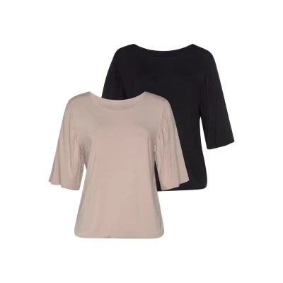 Abbildung von Vivance 2 PACK Tshirt basic, Damen, Größe: 32/34, Sand schwarz