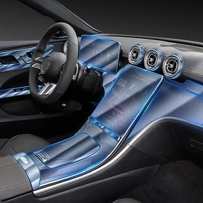 Abbildung von LAVIYE Auto Innenraum Mittelkonsole Transparente TPU Schutzfolie Anti Kratz Folie, für Mercedes Benz C Klasse W206 2022 2023