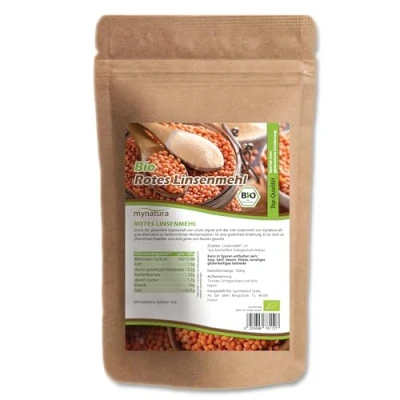 Abbildung von Mynatura Bio Linsenmehl rot I Mehlalternative Vegane Küche Rote Linsen gemahlen Pflanzen Mehl Zum Backen Im Beutel (1000g)