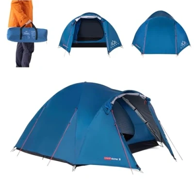 Abbildung von KADVA CAMPdome 3 Wurfzelt für Personen 270 x 210 125 cm wasserdicht, leicht und strapazierfähig Glasfasergestell Ideal fürs Camping Wandern (Blau)