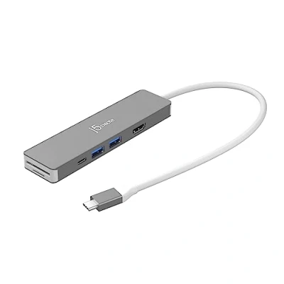 Abbildung von j5create 4K Elite USB C Multi Adapter, 4K60 HDMI, 2 x 10Gbps A, 1 C, PD Pass Through Charging, SD/Micro SD (JCD390)