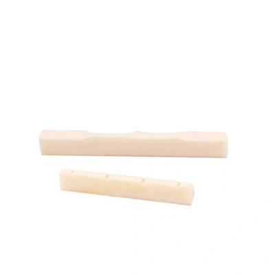 Abbildung von Alnicov Bone Guitar String Bridge Sattelmutter Set Schlitz für 4 Saiten Ukulele Ersatz