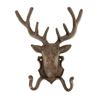 Abbildung von Dehner Hirsch mit 2 Haken nostalgisch, ca. 26 x 21.5 10.5 cm, Gusseisen, edelrostfarben, Braun