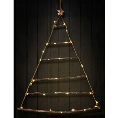 Abbildung von Spetebo Wand Deko Holzbaum mit 40 LED 90x70 cm Holz Weihnachtsdeko beleuchtete Hängedeko zum individuellen Dekorieren Zierschmuck