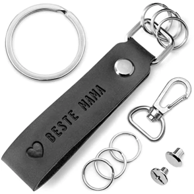 Abbildung von FABACH Schlüsselanhänger Leder Anhänger mit Gravur &quot;Beste Mama&quot; Geschenk Muttertag