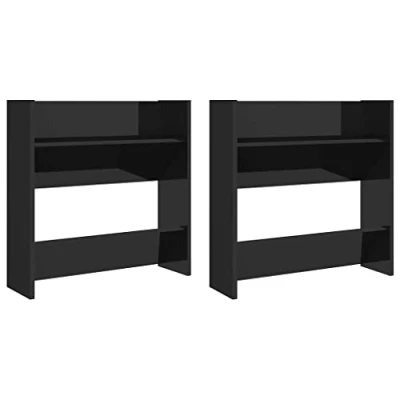 Abbildung von vidaXL 2X Wand Schuhschrank Schuhregal Schuhablage Regal Schrank Schuhständer Wandregal Hängeschrank Schuhaufbewahrung Hochglanz Schwarz 60x18x60cm Holzwerkstoff