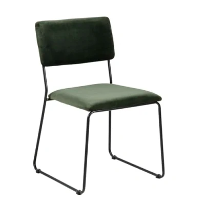 Abbildung von AC Design Furniture Constantin 2er Set Eszimmerstühle in Waldgrün, Polsterstühle aus Samtstoff und Metall Beine, B: 50 x H: 80 T: 53,5 cm