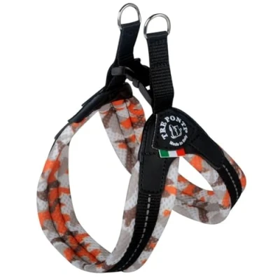 Abbildung von Tre Ponti Geschirr Easy Fit Soft Mesh mit Click Verschluss, Farbe:Camouflage orange, Größe:Gr 2.5/34 38cm / bis 6kg