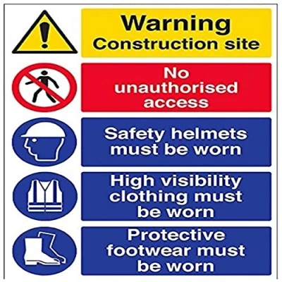 Abbildung von VSafety Warnschild mit Aufschrift &quot;Multi Hazard Site Safety/High Visibility Clothing&quot;, 450 mm x 600 mm, 1 starrer Kunststoff