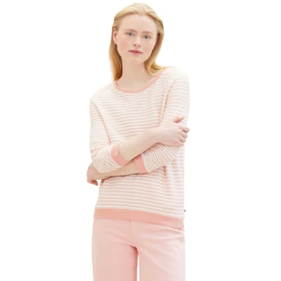 Abbildung von TOM Tailor Denim Sweatshirt, Damen, Größe: Medium, Rose white structure stripe