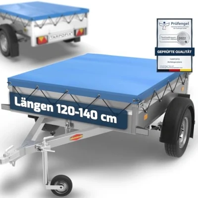 Abbildung von Tarpofix® Anhänger Plane 140 x 115 cm inkl Planenseil Anhängerplane Flachplane aus PVC PLANENMATERIAL Verstärkte HP Stema für diverse PKW DDR Hänger Abdeckplane Abdeckung