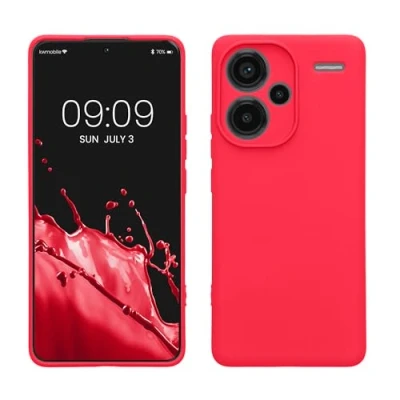 Abbildung von kwmobile Slim Case kompatibel mit Xiaomi Redmi Note 13 Pro+ 5G / Pro Plus Hülle Handyhülle aus Silikon in Neon Pink