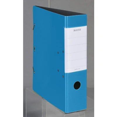 Abbildung von Leitz Qualitäts Ordner 180 Solid, A4, Hellblau, 8,2 cm Rückenbreite, Gummibandverschluss, Robustes Polyfoam, extra breites, austauschbares Rückenschild, 11120030