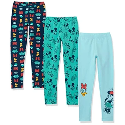 Abbildung von Amazon Essentials Disney Marvel Star Wars Frozen Princess Mädchen Leggings, 3er Pack, Mickey Und Freunde, 11 12 Jahre
