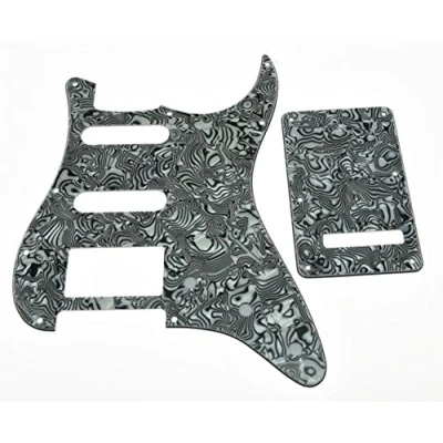 Abbildung von KAISH Schlagbrett im ST/Stratocaster Stil, 11 Löcher, HSS, mit ST Rückplatte, Tremolo Trem Abdeckung für USA/Mexiko Stratocaster/Stratocaster, Schwarz / Weiß