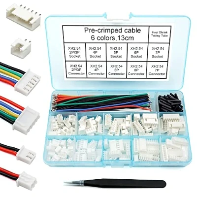 Abbildung von 2,54 mm XH Stecker Buchsen Set mit vorgekräuseltem Kabeldraht 2/3/4/5/6/7 poligem Gehäuse JST Adapterkabel männlich und weiblich, kompatibel (Stecker Buchse)