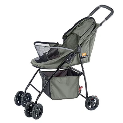 Abbildung von Ferplast Haustierwagen für kleine Hunde GLOBETROTTER Faltbarer Buggy bis 9 kg, Faltdach, Vollständig zusammenfaltbar, Ausgestattet mit Korb und Rädern, 80 x 42 H 95 cm