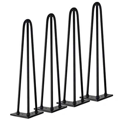 Abbildung von Qrity Haarnadel Tischbeine, 3 Stangen Füße, DIY Black Hairpin Couchtisch Beine Heavy Duty Metall Möbel Bein für Beistelltisch, Bank und Nachttisch, Set von 4, 16&quot;
