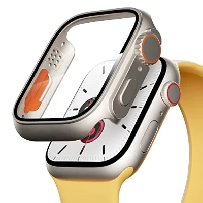 Abbildung von PZOZ Hülle Kompatibel mit Apple Watch Series SE2/SE/6/5/4 44mm PET Displayschutz, iWatch Sehr stark PC Schutzhülle, All Around Schutz Case für SE2/SE/6/5/4(44mm)