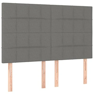 Abbildung von vidaXL 4X Kopfteil Polsterkopfteil Bettkopfteil für Bett Betthaupt Bettgestell Bettrahmen Schlafzimmer Bettzubehör Dunkelgrau 72x5x78/88cm Stoff