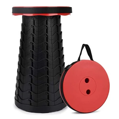 Abbildung von FIEMACH Tragbarer Klapphocker, Zweiten Generation Mini Teleskophocker Leichte Campinghocker für Outdoor Camping Angeln BBQ Drinnen Küche, Belastung 397 lb (Rot)