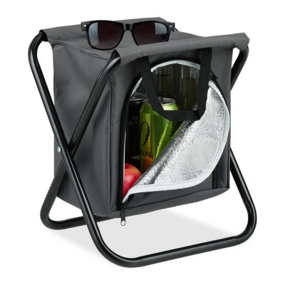 Abbildung von relaxdays Campinghocker mit Kühltasche, Grau