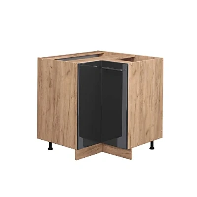 Abbildung von Vicco Eckunterschrank Fame Line, Anthrazit Hochglanz/Eiche, 80.5 cm ohne Arbeitsplatte