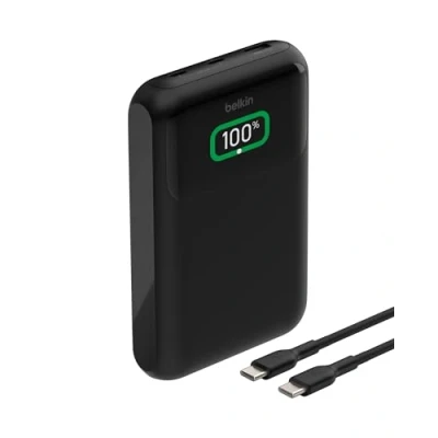 Abbildung von Belkin BoostCharge 3 Port Laptop Powerbank 20K, USB C Anschlüsse und A Anschluss, Power Delivery, tragbares Schnellladegerät für MacBook, iPhone Serie 16, iPad Pro, Galaxy S24 usw. Schwarz