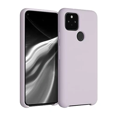 Abbildung von kwmobile Hülle kompatibel mit Google Pixel 5 Silikon Handy Case Handyhülle weiche Oberfläche kabelloses Laden Purple Cloud