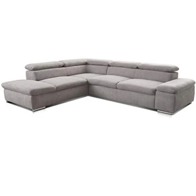 Abbildung von Cavadore Ecksofa Alkatraz / Großes Eck Schlafsofa mit Ottomanen links und verstellbaren Kopfstützen/ Modernes Design 274 x 66 228 cm Grau
