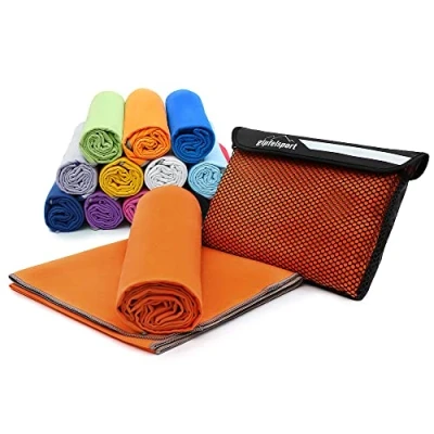 Abbildung von gipfelsport Mikrofaser Handtuch Microfaser Handtücher Set, Strandtuch, Badetuch I groß, schnelltrocknend für Sport, Beach, Reise, Outdoor, Camping leicht, dünn, klein 140x70cm Orange