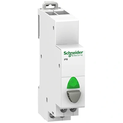 Abbildung von Schneider A9E18036 x Drucktaster iPB, 1 Schließer, Taste, LED grün 110 230VAC, Grau