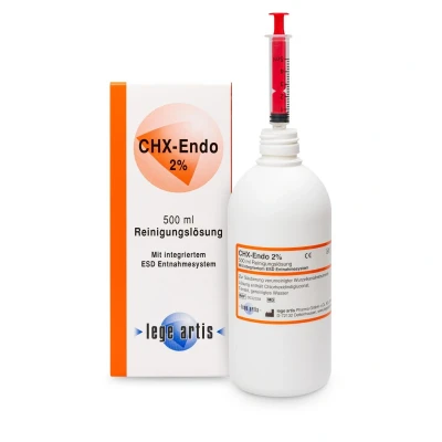 Abbildung von CHX Endo 2% Lösung 500ml 500 ml, ESD Entnahmesystem