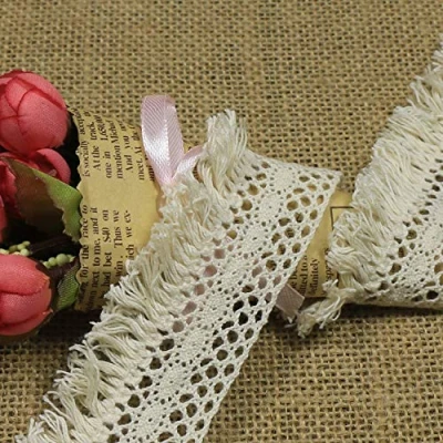 Abbildung von Yulakes 5 Yard 4cm Baumwolle Spitzenband Vintage Häkelband Spitze Borte Häkelspitze Häkel für Nähen Handwerk Hochzeit Deko Scrapbooking Geschenkbox