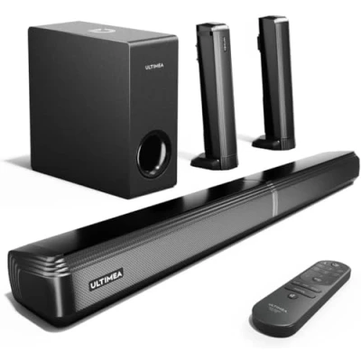 Abbildung von ULTIMEA 4.1 Kanal Soundbar für TV Geräte, mit Subwoofer, teilbare 2 in 1 Fernseher, Bluetooth 5.3, Lautsprecher 3 EQ Modi, Bass einstellbar, ARC/Optisch/Aux, Apollo S50 Serie